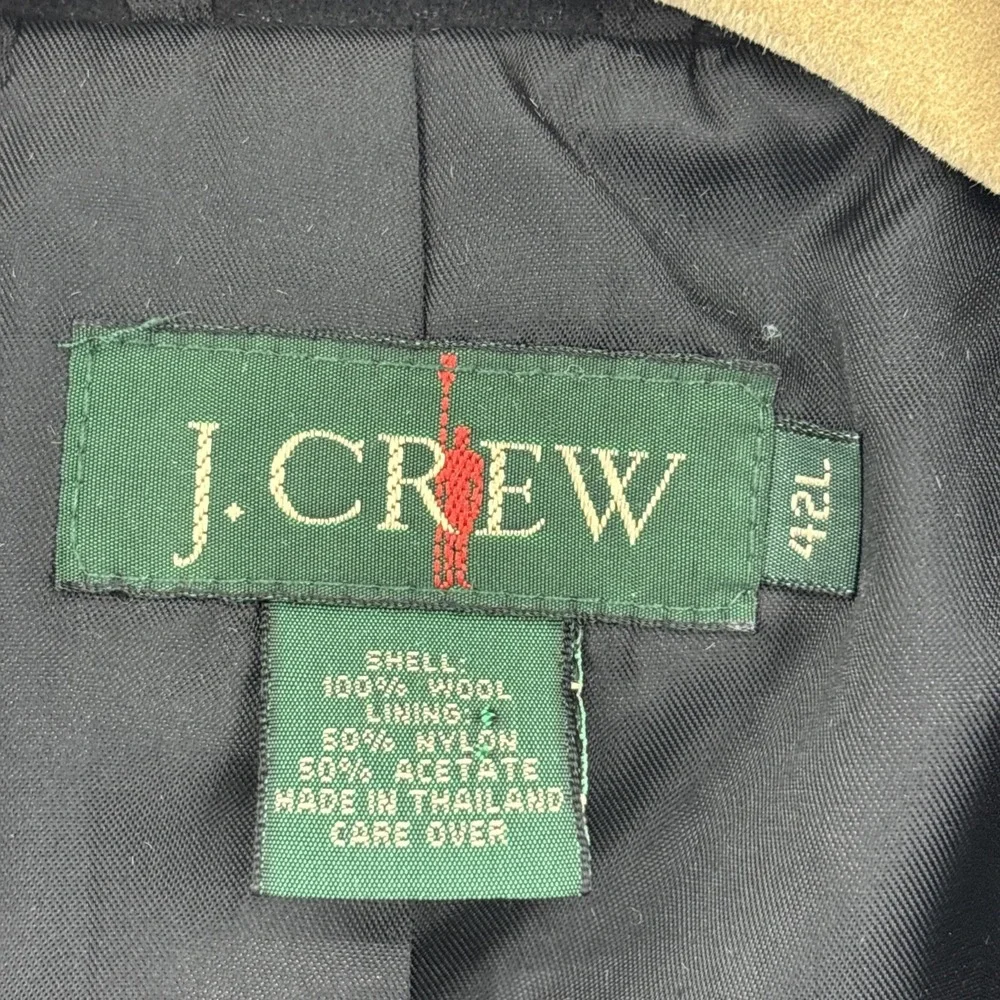 J Crew Oarsman Wool Blazer Mens 42L Black 100% Wool Two Button Jacket No Vent